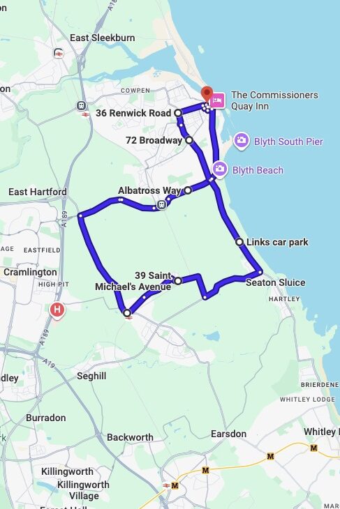 Blyth driving test routes map UK showing DVSA test routes, real exam roads, key junctions, roundabouts and roads used in the driving test