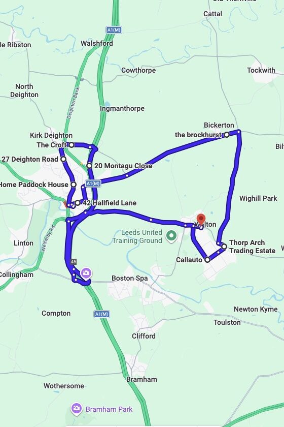 Walton LGV driving test routes map UK showing DVSA test routes, real exam roads, key junctions, roundabouts and roads used in the driving test