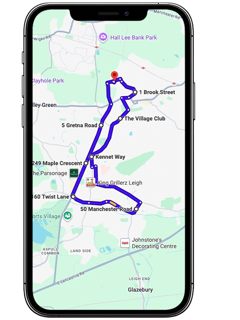 Atherton driving test routes with common test roads, roundabouts and junctions near Atherton Test Centre