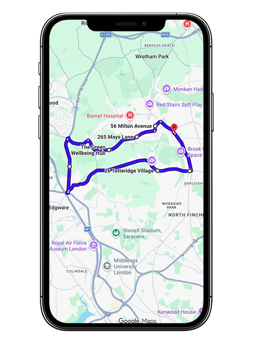 Barnet Driving Test Centre Practice Route through Mays Lane, Barnet Road A411 and Stirling Corner Roundabout in Greater London