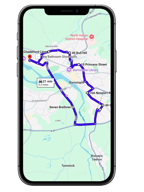 Barnstaple Driving Test Centre Practice Route through Sticklepath Hill A3125, Eastern Avenue and Roundswell Roundabout in Devon