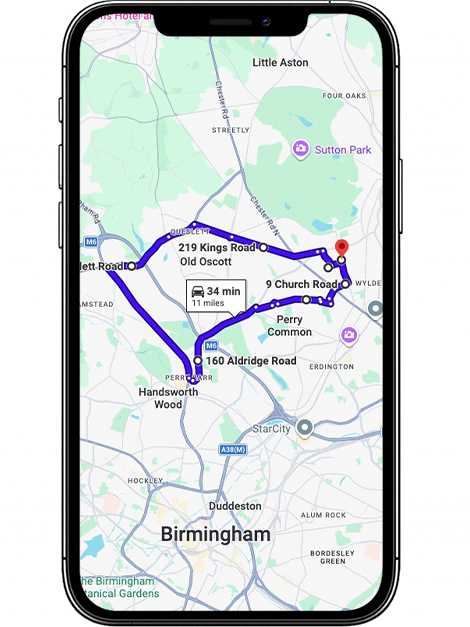 Birmingham Sutton Coldfield Driving Test Centre Practice Route through Birmingham Road A5127, Chester Road A452 and Bassetts Pole Roundabout in West Midlands
