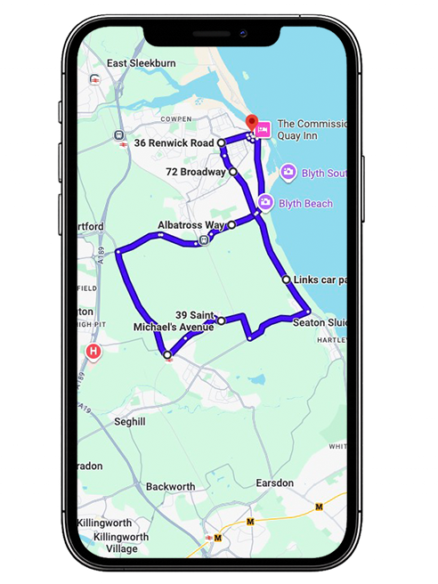 Blyth Driving Test Centre Practice Route through Cowpen Road A193, Links Road and Three Horse Shoes Roundabout in Northumberland