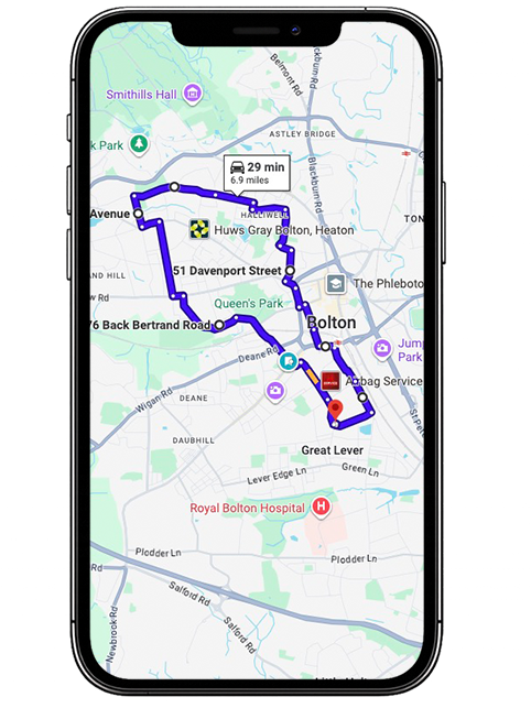 Bolton driving test routes featuring common test roads, roundabouts and junctions used by learner drivers near Bolton Driving Test Centre, Greater Manchester