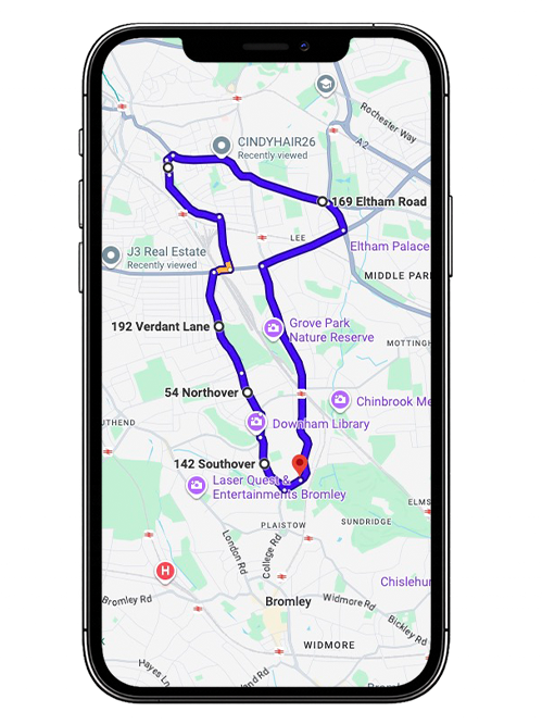 Bromley Driving Test Centre Practice Route through Hastings Road, A21 Bromley Bypass and Farnborough Common Roundabout in Greater London