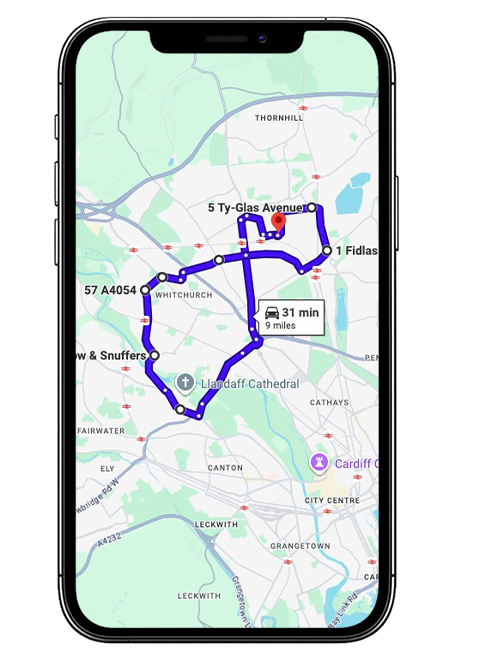 Cardiff Llanishen Driving Test Centre Practice Route through Llanishen Road, Eastern Avenue A48 and Gabalfa Interchange in Cardiff