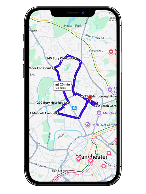 Cheetham Hill driving test routes featuring common test roads, roundabouts and junctions used by learner drivers near Cheetham Hill Driving Test Centre, Manchester, Greater Manchester