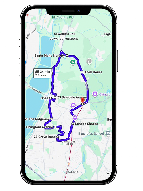 Chingford Driving Test Centre Practice Route through Station Road A1069, North Circular Road A406 and Crooked Billet Roundabout in Greater London