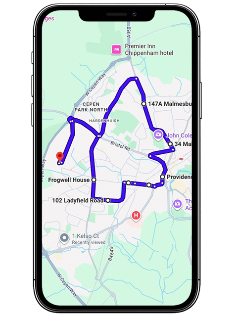 Chippenham Driving Test Centre Practice Route through Malmesbury Road A429, Bumpers Way and Bumpers Farm Roundabout in Wiltshire