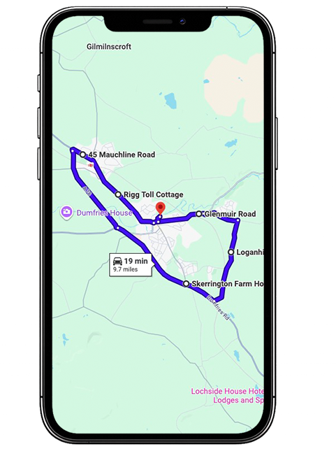 Cumnock Driving Test Centre Practice Route through Glaisnock Street A70, Ayr Road and Townhead Roundabout in East Ayrshire