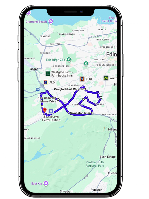 Edinburgh Currie Driving Test Centre Practice Route through Lanark Road West A70, City Bypass A720 and Hermiston Gait Roundabout in Edinburgh