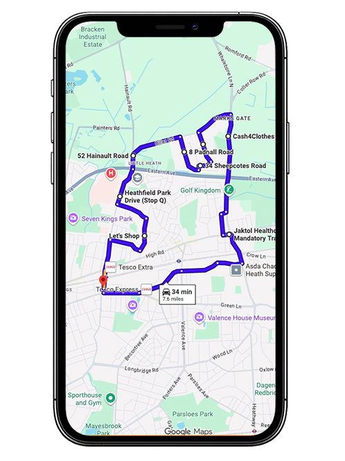 Goodmayes Driving Test Centre Practice Route through Green Lane A118, Eastern Avenue A12 and Redbridge Roundabout in Greater London