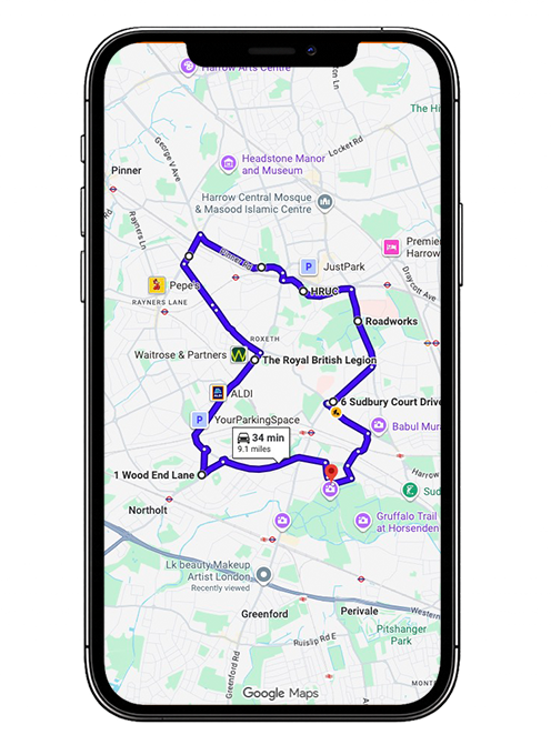 Greenford Driving Test Centre Practice Route through Western Avenue A40, Ruislip Road and Hanger Lane Gyratory in Greater London