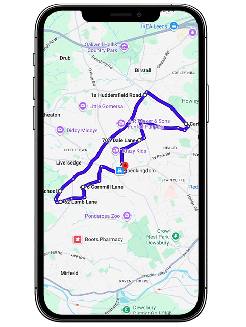 Heckmondwike Driving Test Centre Practice Route through Bradford Road A638, Leeds Road and Chain Bar Roundabout in West Yorkshire