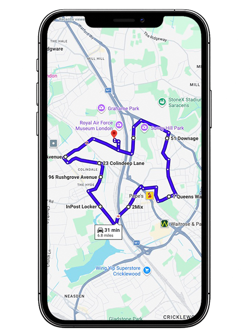 Hendon Driving Test Centre Practice Route through Aerodrome Road, Watford Way A41 and Staples Corner Interchange in Greater London