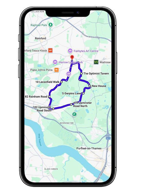 Hornchurch Driving Test Centre Practice Route through South End Road, A127 Southend Arterial Road and Gallows Corner Roundabout in Greater London