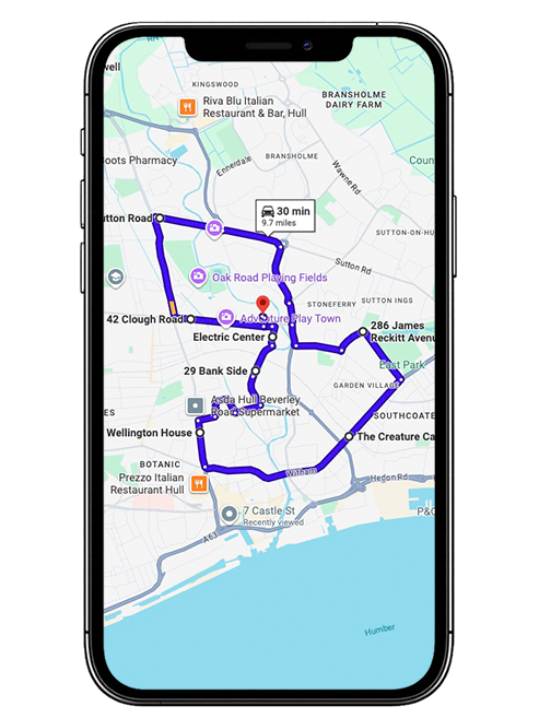 Hull Driving Test Centre Practice Route through Clough Road A63, Beverley Road A1079 and Ennerdale Roundabout in East Riding of Yorkshire