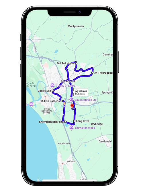 Irvine Driving Test Centre Practice Route through Long Drive, Irvine Road A78 and Warrix Interchange in Ayrshire