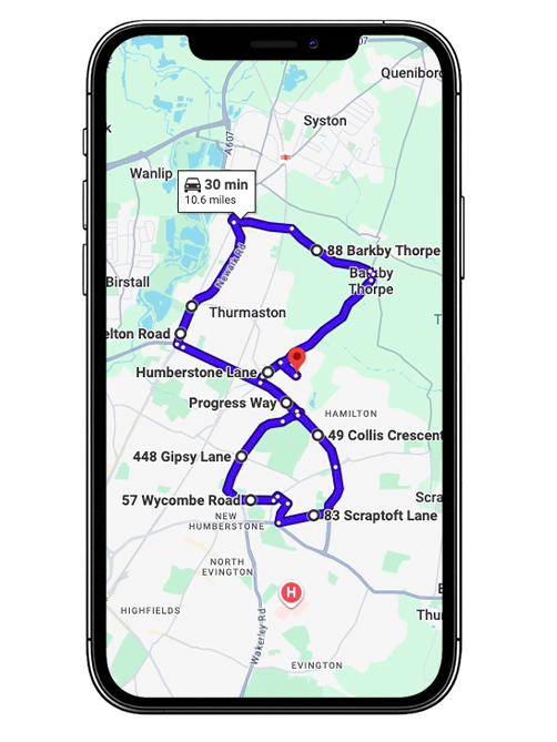 Leicester (Cannock Street) driving test routes covering Cannock Street, Melton Road (A607), Troon Way, Abbey Lane, Red Hill Circle and key roundabouts commonly used near Leicester Cannock Street Driving Test Centre, Leicestershire