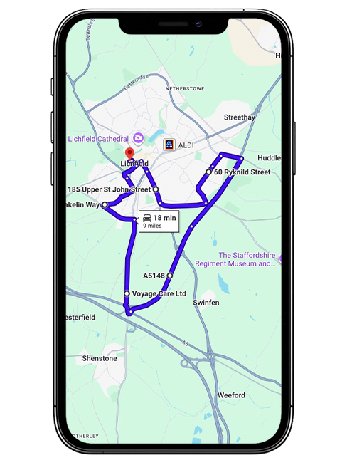 Lichfield Driving Test Centre Practice Route through Birmingham Road A5127, Eastern Avenue and Streethay Roundabout in Staffordshire