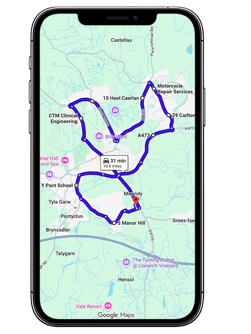 Llantrisant Driving Test Centre Practice Route through Llantrisant Road A4119, Ely Valley Road and Coed Ely Roundabout in Rhondda Cynon Taf