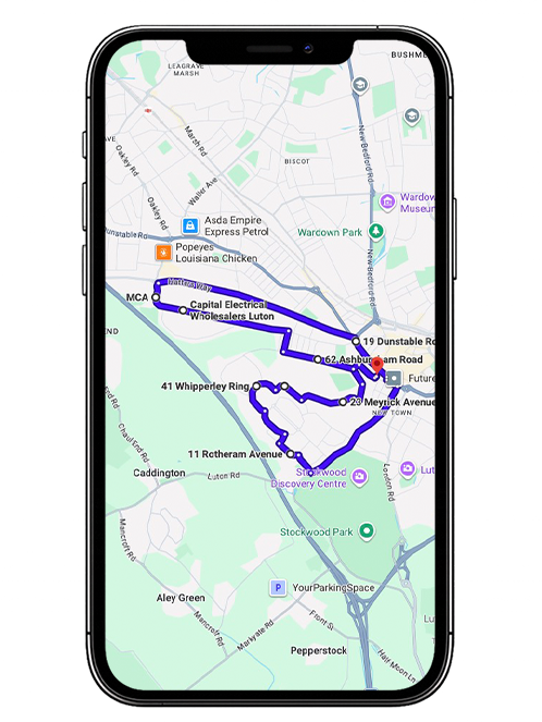 Luton Driving Test Centre Practice Route approaching Capability Green Roundabout on Airport Way in Bedfordshire
