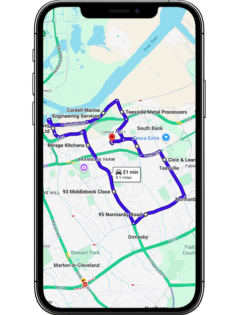 Middlesbrough Driving Test Centre Practice Route through Cargo Fleet Lane A171, Marton Road A172 and Parkway Interchange in North Yorkshire