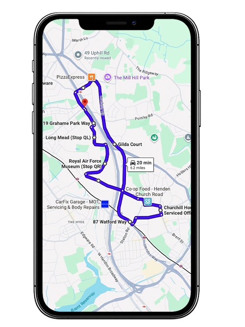 Mill Hill Driving Test Centre Practice Route through Bunns Lane, Watford Way A41 and Apex Corner Roundabout in Greater London