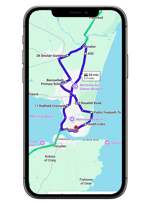 Montrose Driving Test Centre Practice Route through Brechin Road A935, North Esk Road and Tesco Roundabout in Angus
