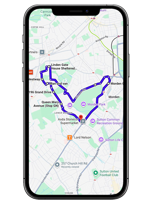 Morden Driving Test Centre Practice Route through London Road A24, Central Road and Rosehill Roundabout in Greater London