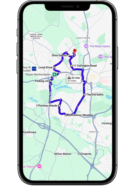 Northampton driving test routes covering Weedon Road (A4500), Harlestone Road, Mereway, Towcester Road, Upton Way and key roundabouts commonly used near Northampton Driving Test Centre, Northamptonshire