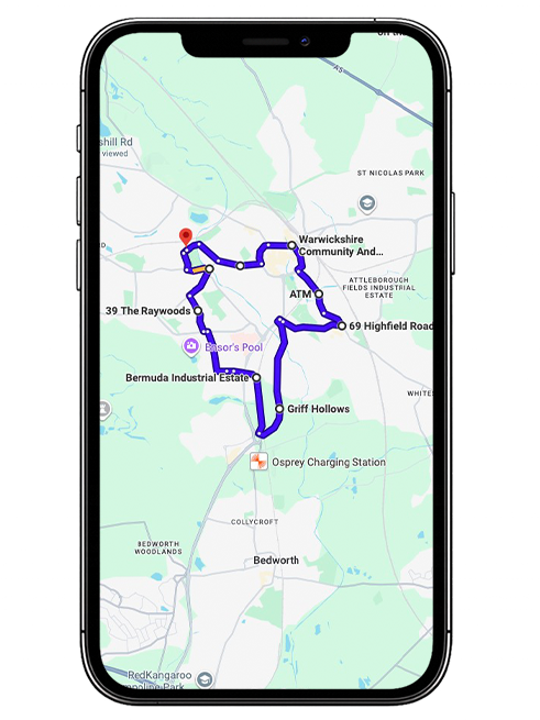 Nuneaton Driving Test Centre Practice Route through Coventry Road A444, Weddington Road and Bermuda Roundabout in Warwickshire