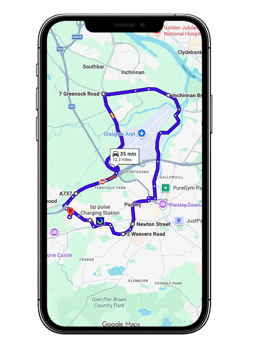 Paisley Driving Test Centre Practice Route through Renfrew Road A761, Ferguslie Park Avenue and St James Interchange in Renfrewshire