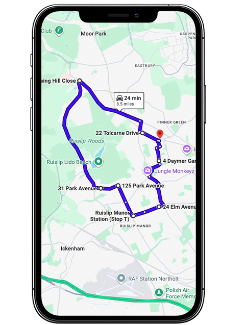 Pinner Driving Test Centre Practice Route through Uxbridge Road A404, George V Avenue and Harrow Weald Roundabout in Greater London
