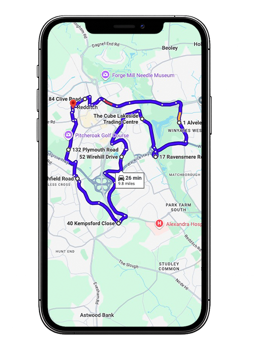 Redditch Driving Test Centre Practice Route through Coventry Highway A4023, Bromsgrove Highway and Washford Roundabout in Worcestershire