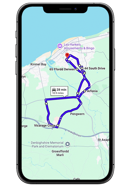 Rhyl Driving Test Centre Practice Route through Vale Road, Wellington Road and Ffordd Derwen Roundabout in Denbighshire