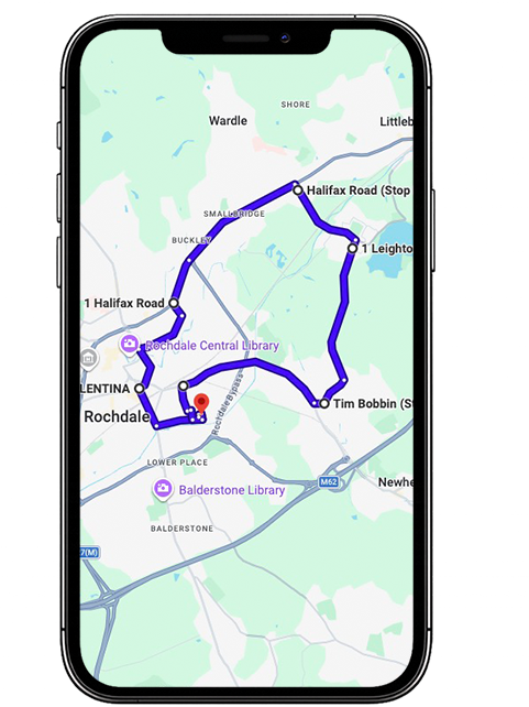 Rochdale driving test routes featuring common test roads, roundabouts and junctions used by learner drivers near Rochdale Driving Test Centre, Greater Manchester