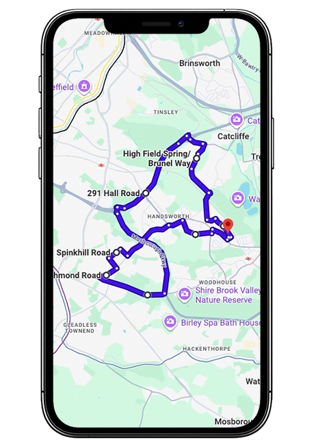 Sheffield Handsworth Driving Test Centre Practice Route through Handsworth Road A57, Sheffield Parkway A630 and Handsworth Top Roundabout in South Yorkshire