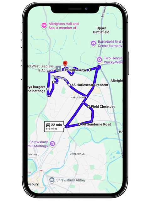 Shrewsbury Driving Test Centre Practice Route through Battlefield Road A5112, Whitchurch Road and Battlefield Roundabout in Shropshire