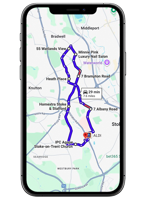 Stoke-on-Trent Newcastle-under-Lyme Driving Test Centre Practice Route through A34 Newcastle Road, Lower Street and Red Bull Roundabout in Staffordshire
