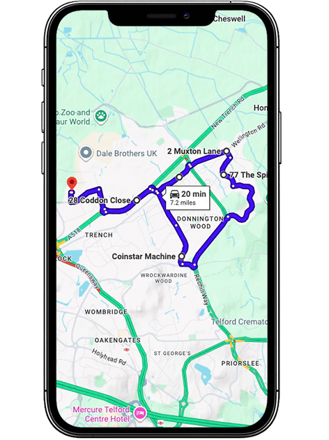 Telford Driving Test Centre Practice Route through Queensway A442, Lawley Drive and Hollinswood Interchange in Shropshire