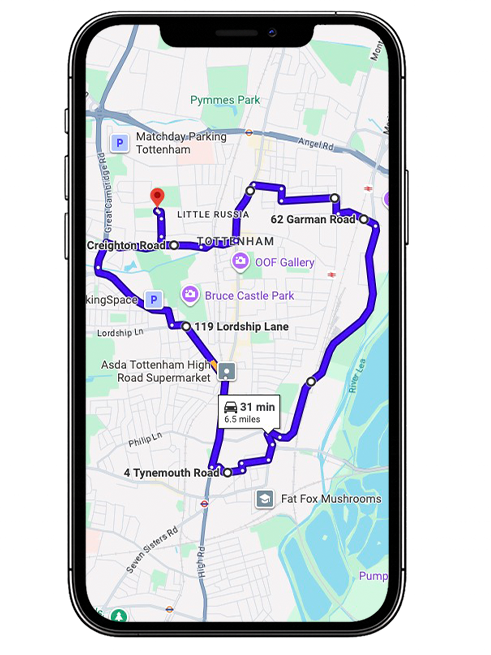 Tottenham Driving Test Centre Practice Route through Watermead Way A1055, North Circular Road A406 and Edmonton Angel Roundabout in Greater London