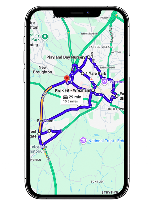 Wrexham Driving Test Centre Practice Route through Mold Road A541, Ruthin Road and Plas Coch Roundabout in Wrexham