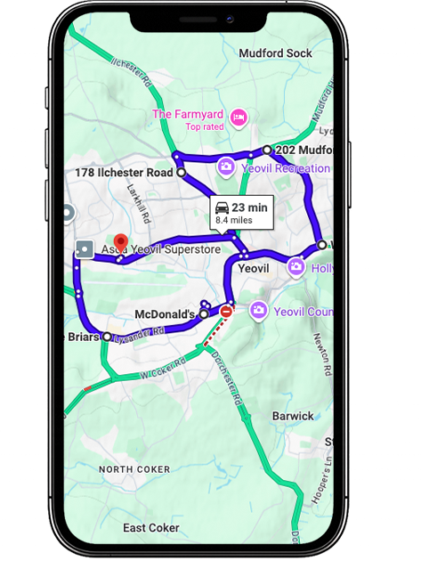Yeovil Driving Test Centre Practice Route approaching Bunford Hollow Roundabout on the A30 in Somerset