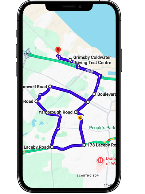 Grimsby Coldwater Driving Test Centre Practice Route through Peaks Parkway A16, Laceby Road and Little Coates Roundabout in Lincolnshire
