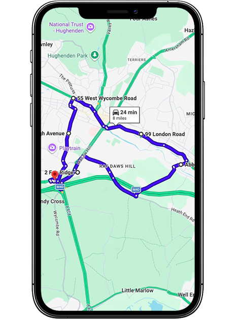 High Wycombe Driving Test Centre Practice Route approaching Handy Cross Roundabout on the A404 and M40 in Buckinghamshire