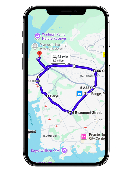 Plymouth Driving Test Centre Practice Route approaching George Park and Ride Roundabout on Tavistock Road A386 in Devon