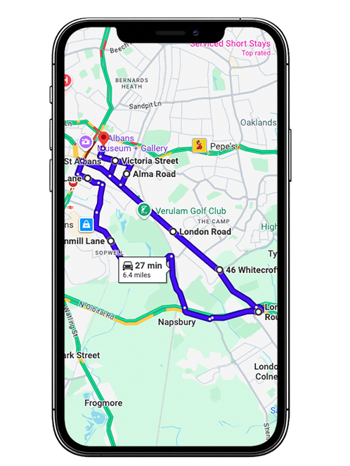 St Albans Driving Test Centre Practice Route approaching London Colney Roundabout on the A414 in Hertfordshire