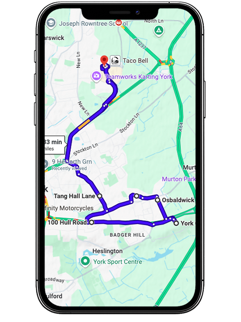 York Driving Test Centre Practice Route through Hull Road A1079, James Street and Grimston Bar Roundabout in North Yorkshire